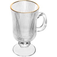 Caneca 240ml Para Cappuccino De Vidro Com Fio De Ouro Lines